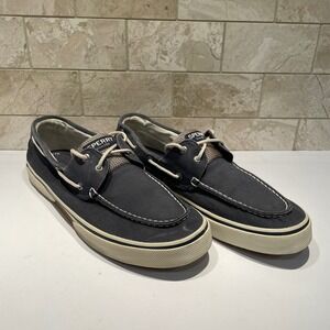 Sperry Bahama II Mens Blue Gray Canvas Boat Shoes 0777914 Size 13